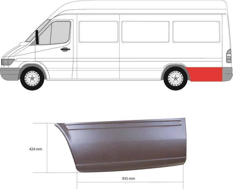 Mercedes Sprinter 1995-2006 Rear Corner Repair Piece Large - Behind Rear Wheel (LWB Models)