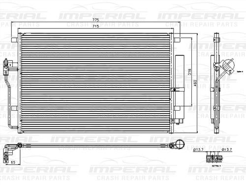 Mercedes Sprinter & Volkswagen Crafter Condenser 622 x 480 x 16 mm 